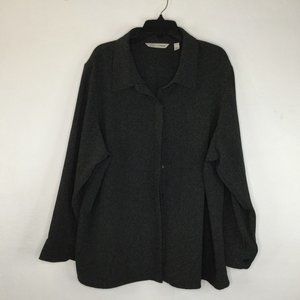 Soft by Avenue Jacket Women Size 30/32 Grey Black Button-Up Long Sleeve Collar